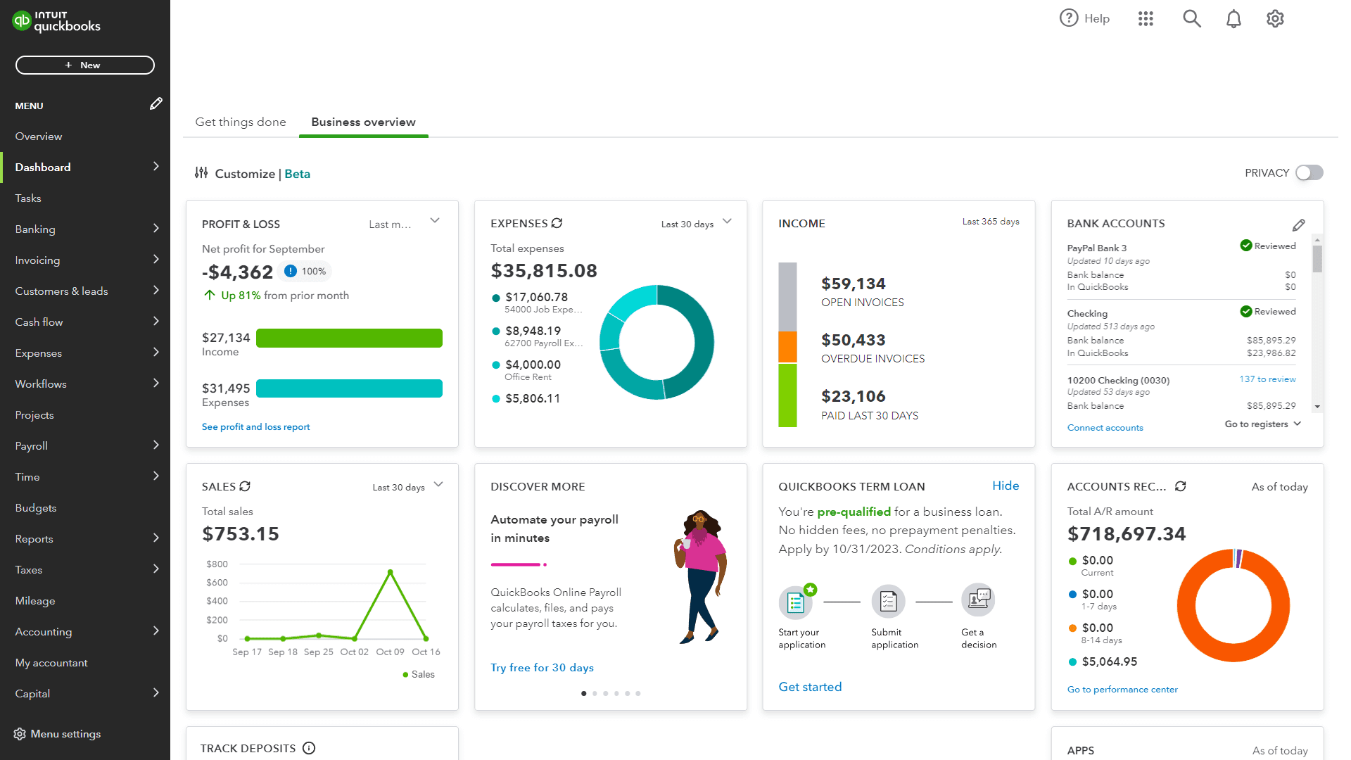QuickBooks Online exam preview